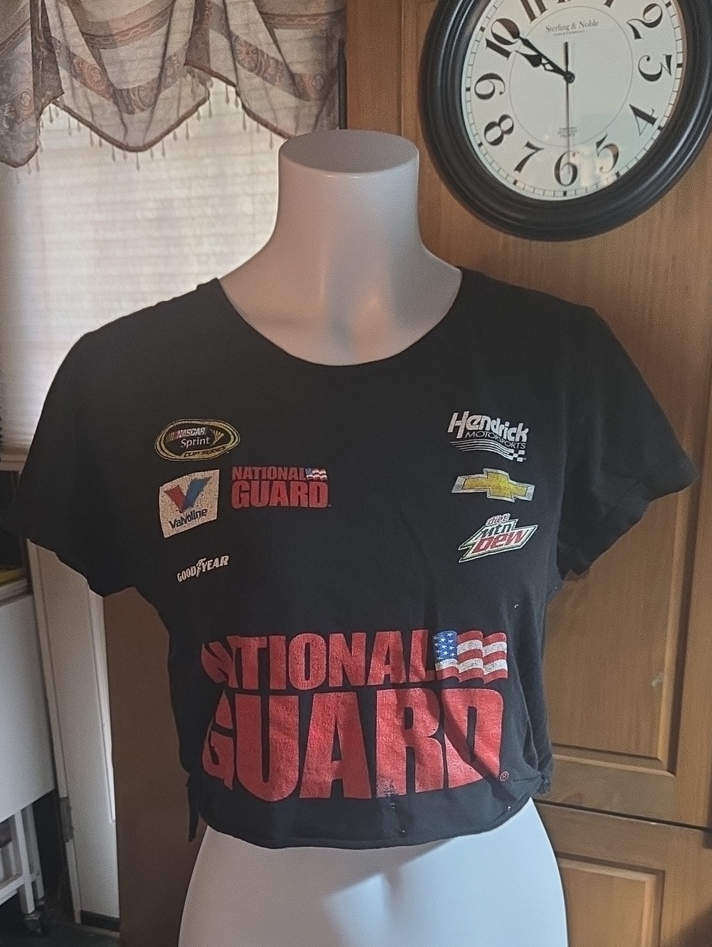 3Chase Authentics Black Tee with White Neck Print and Red/Blue Accent Dale E JR.